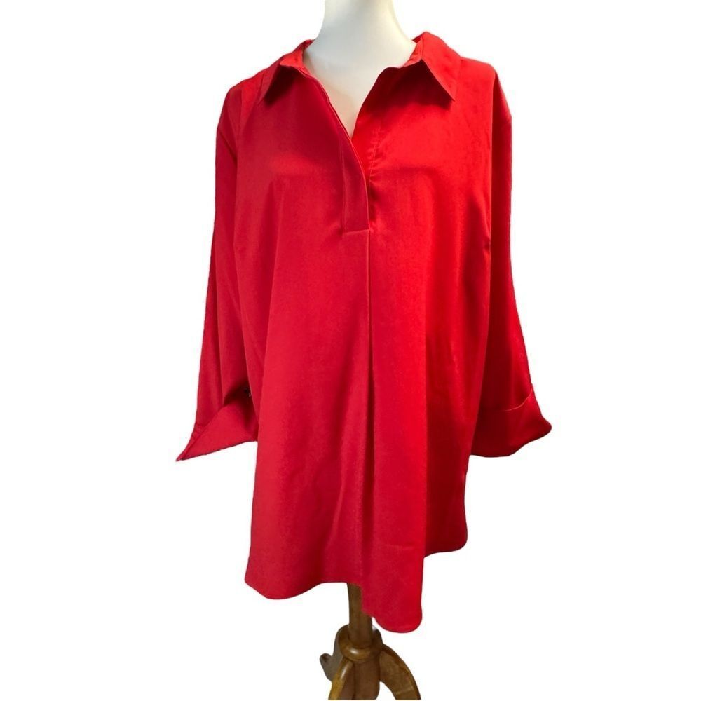Investments Women PAIGE Popover Blouse Stoplight Red